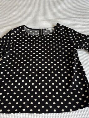Green Envelope Black & White Polka Dot Long Sleeve Top